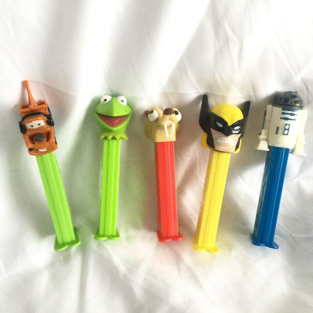 Pez Dispensers  R2D2 Kermit  Scat Wolverine Cars